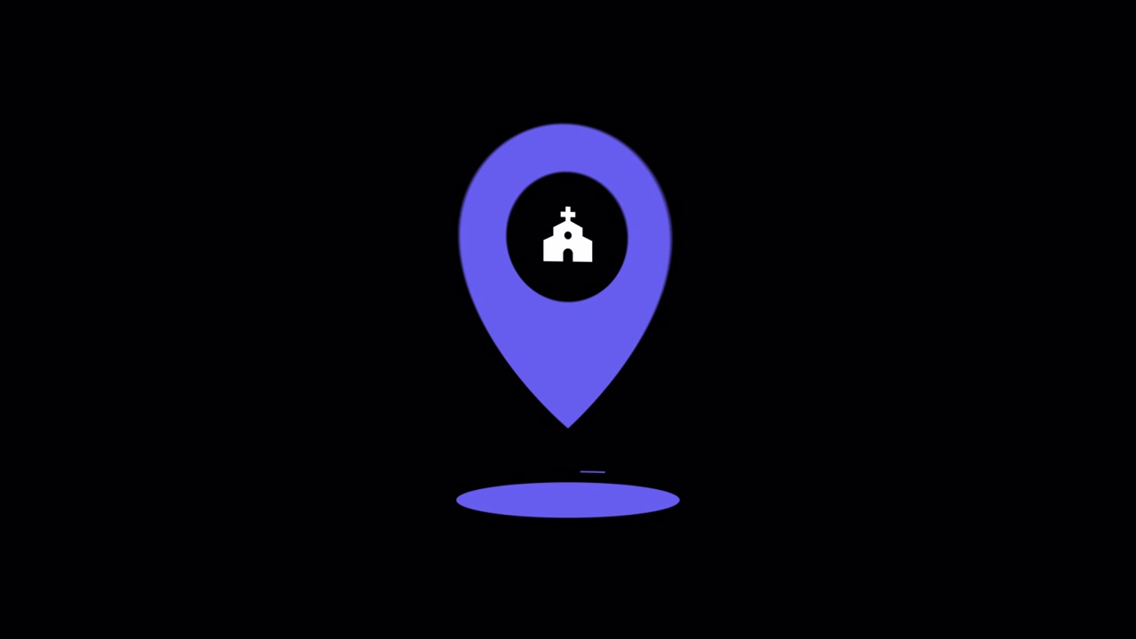 Church Location Map Pin Animation