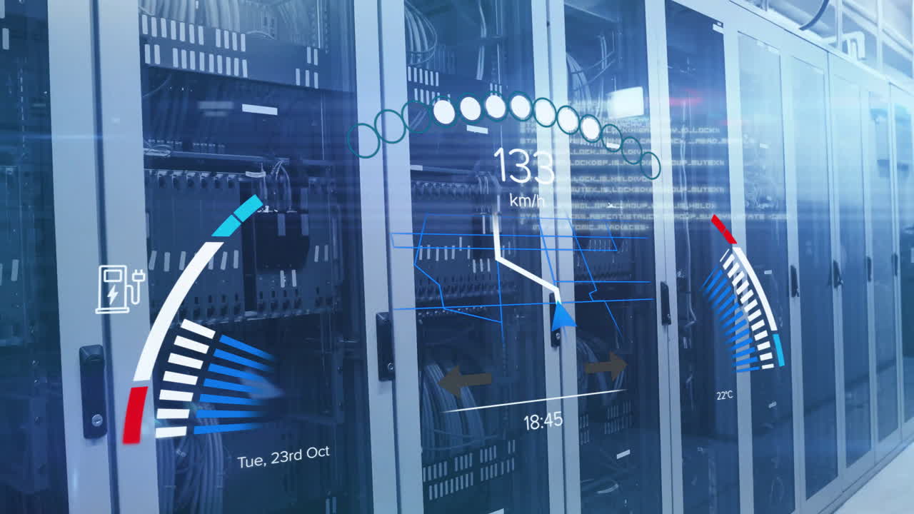 Animation of car panel over server room
