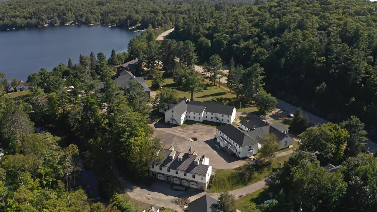 Lakeside buildings, Frost center in Ontario Canada, near Dorset in summer season