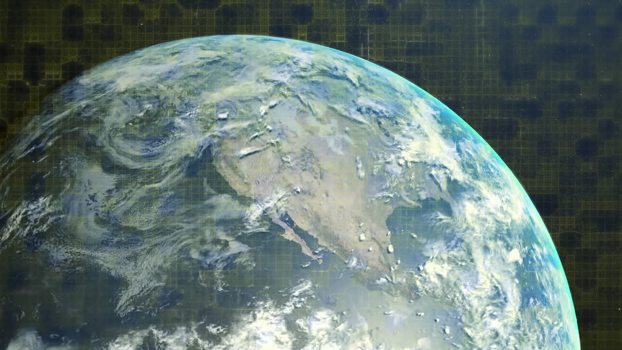 지구 위에 빛나는 빛의 흔적의 애니메이션