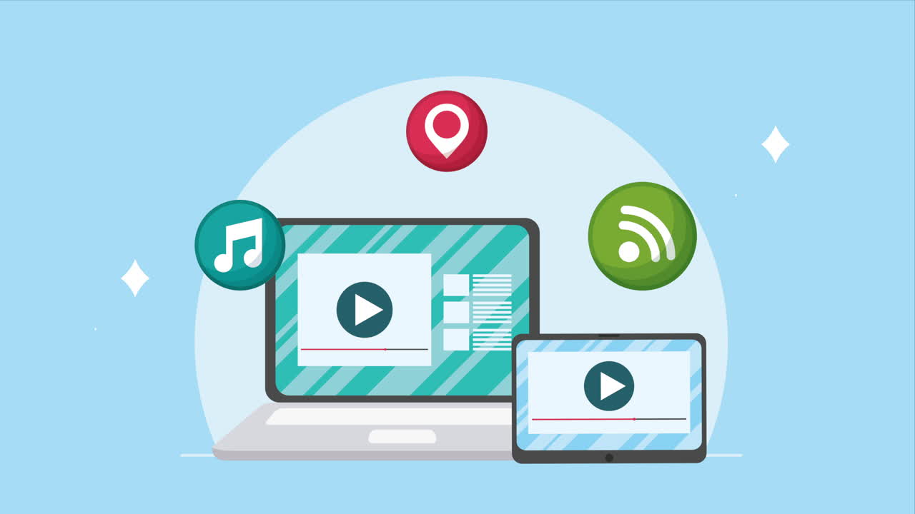 animación de tecnología de marketing de medios sociales