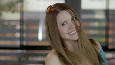 beautiful distinctive hispanic lady smiling happily while talking to someone