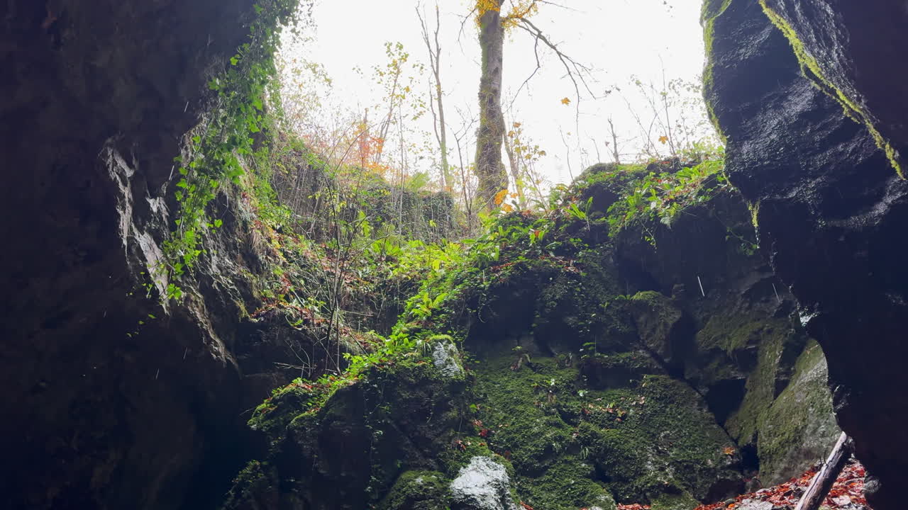 Water dripping inside Weaver Cave in Rakov Skocjan, Slovenia