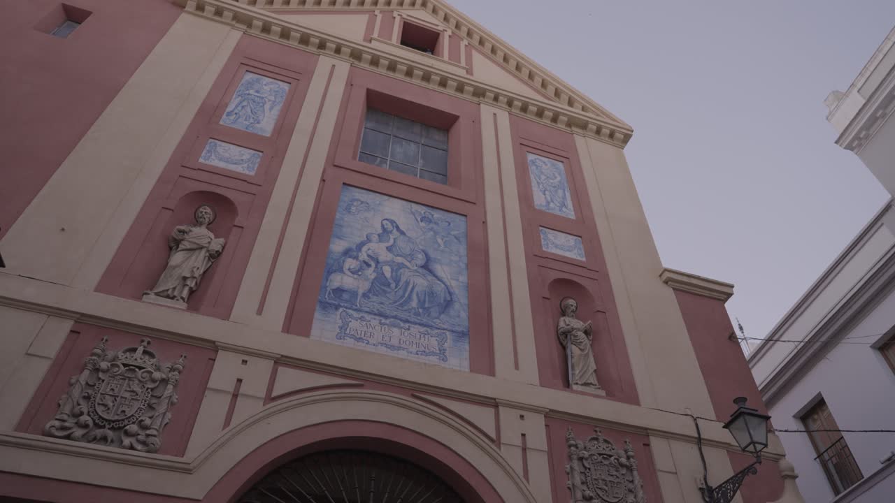 Architectural details of a church facade