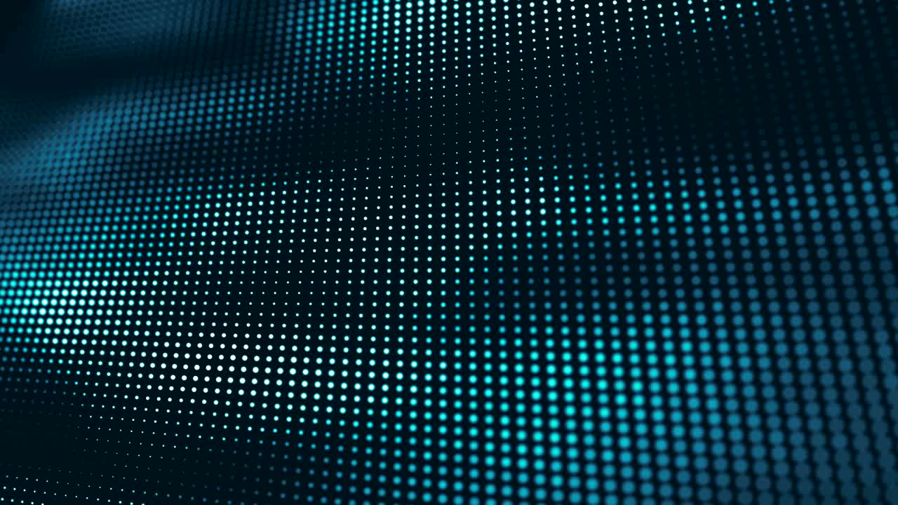 ondas digitales en el ciberespacio. tecnología y ciencia fondo de movimiento con partículas de luz. bucle sin costuras.