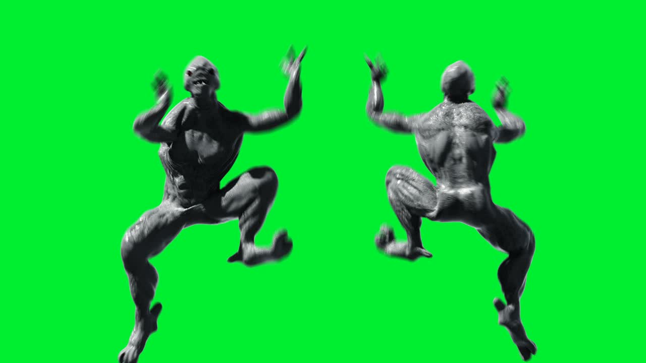 무서운 괴물 애니메이션, 물리적, 모션, 흐릿한, 현실적인 4k 애니메이션, 그린 스크린