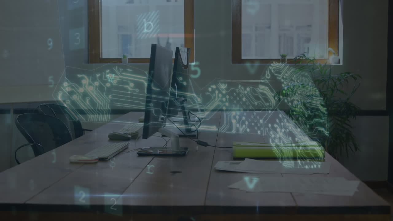 animação de alerta de ataque cibernético em computadores de mesa