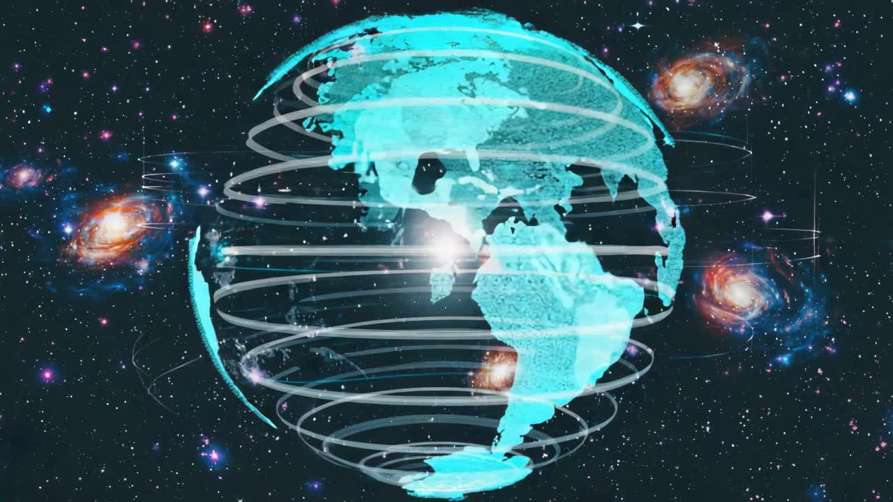 Digital Holographic Earth Globe in Space with Galaxies