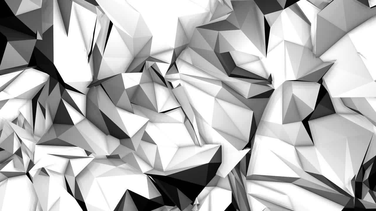 Looped White Low Poly Triangular Background
