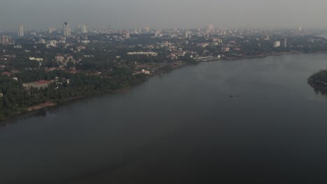 aerial shot of mangalore backwaters near the seashore
