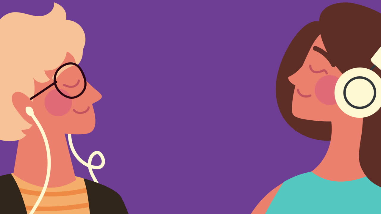 이어폰을 사용하는 커플 문자