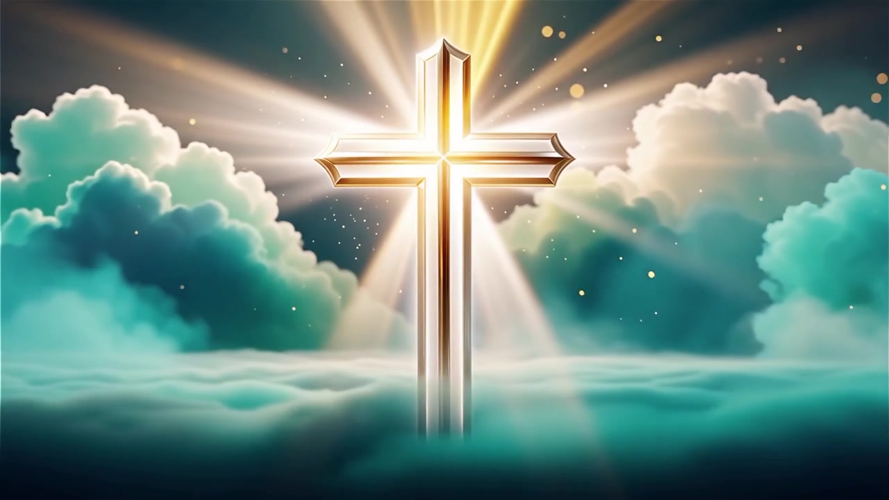 Christian Cross Heavenly Light Worship Background