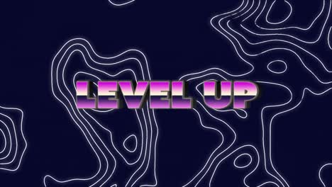 animation of level up text over moving lines