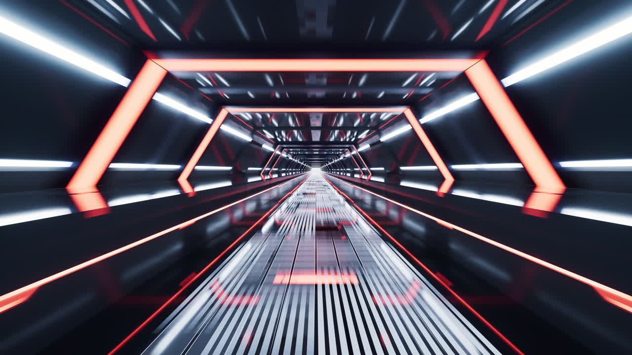 Dark tunnel with technology structure, 3d rendering.