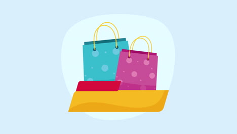 shopping bags in special offer animation