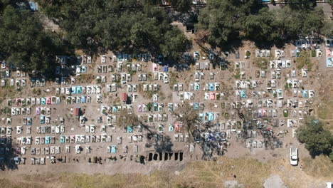 drone shot of a a full cemetery in latin america during strongest pandemic time of covid-20