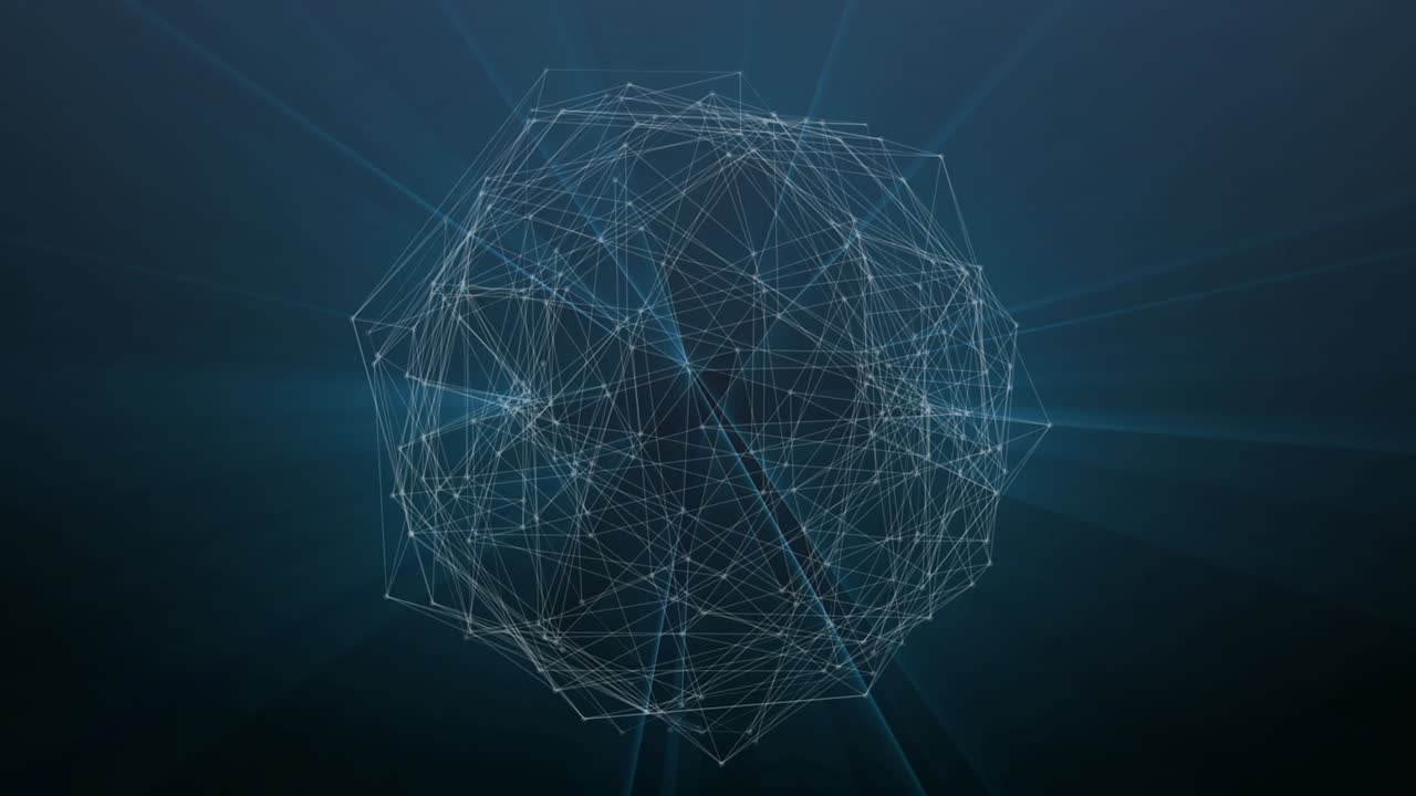 Digital Geometric Shape Sphere Spinning 4K Animation Background.