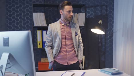 elegant and stylish businessman gets angry, things go wrong, he fails.