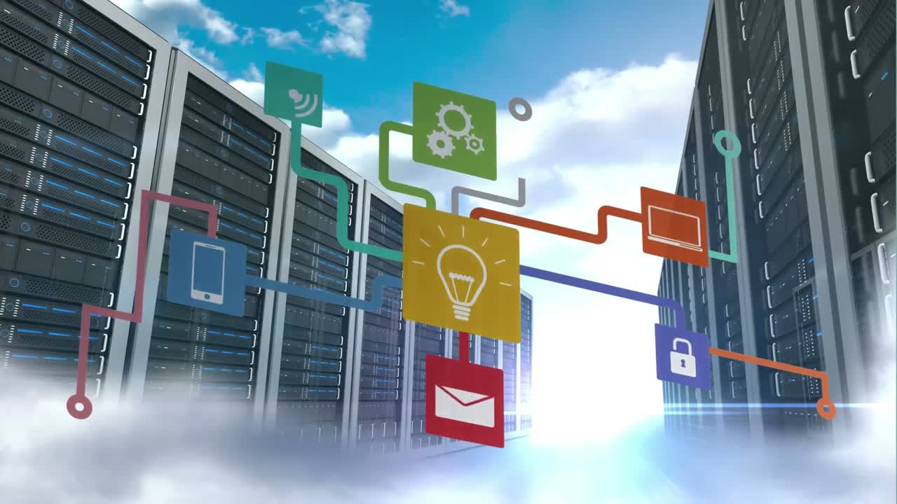 컴퓨터와 네트워크 연결의 애니메이션