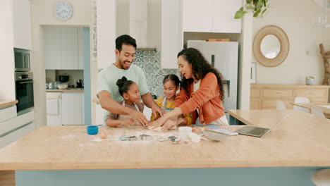 love, happy family baking in kitchen