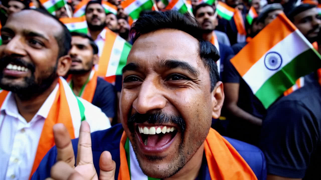 Indian Cricket Fans at a Stadium