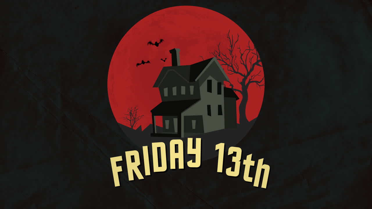 오래된 집, 큰 달, 파리 박쥐가 있는 13일 금요일 밤