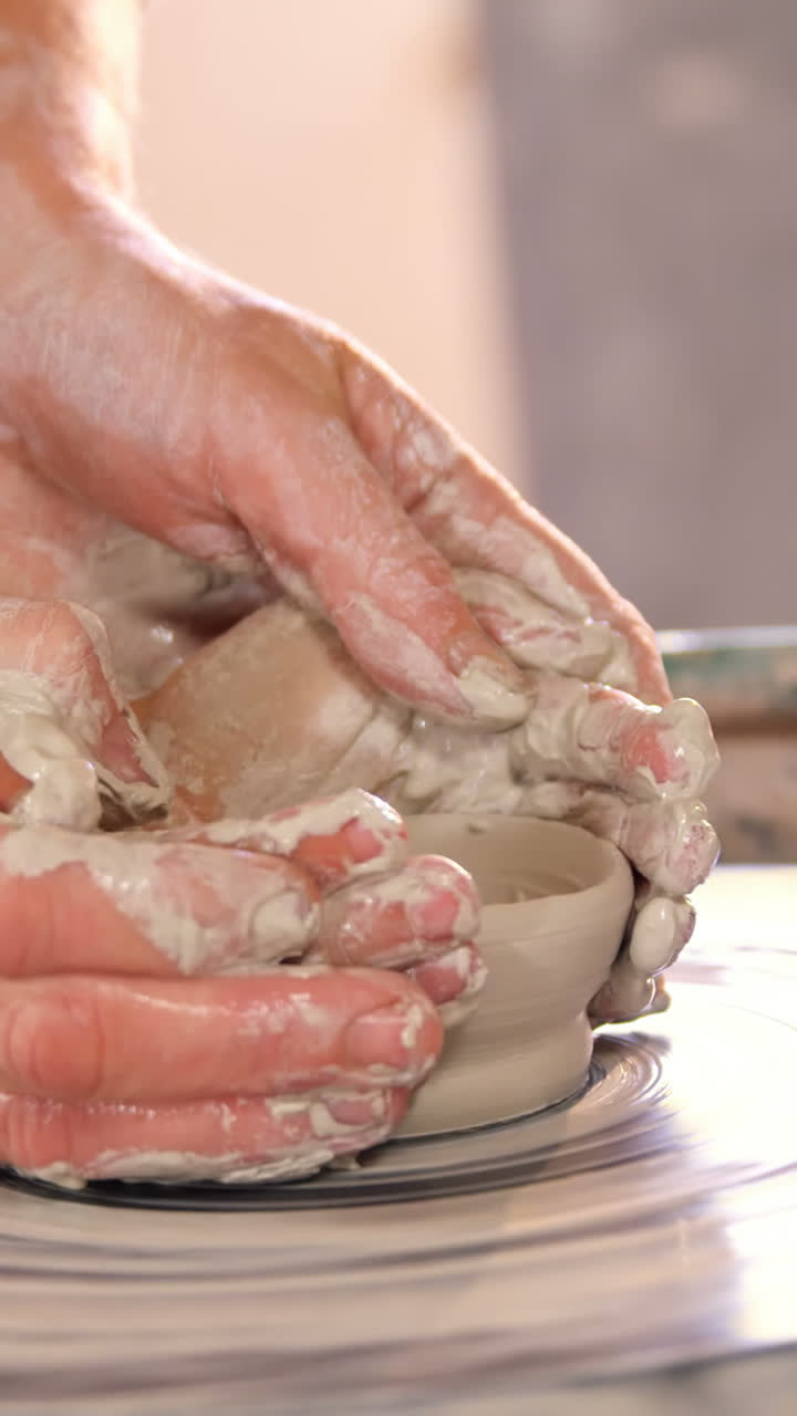 una alfarera ayudando a una niña