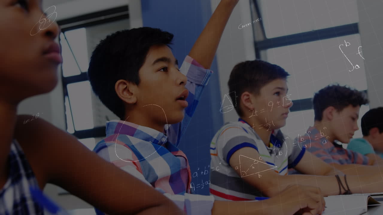 다양한 학생들에 대한 수학적 방정식의 애니메이션