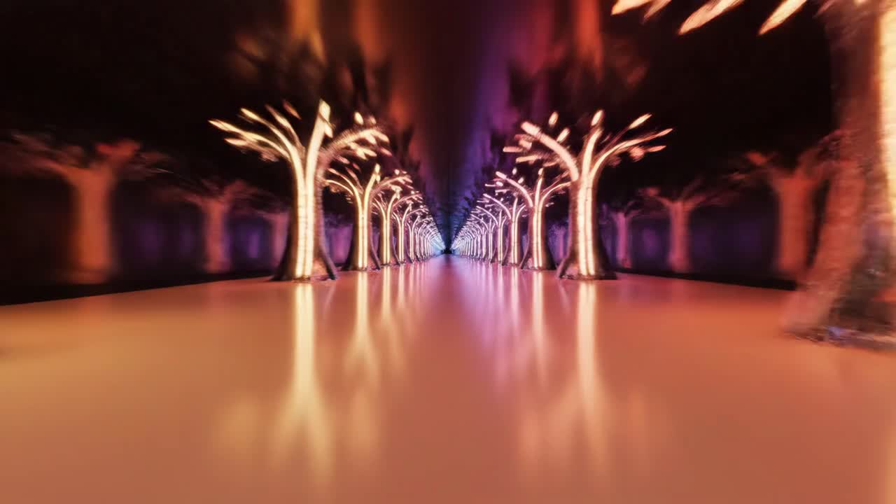 Illuminated Trees Tunnel