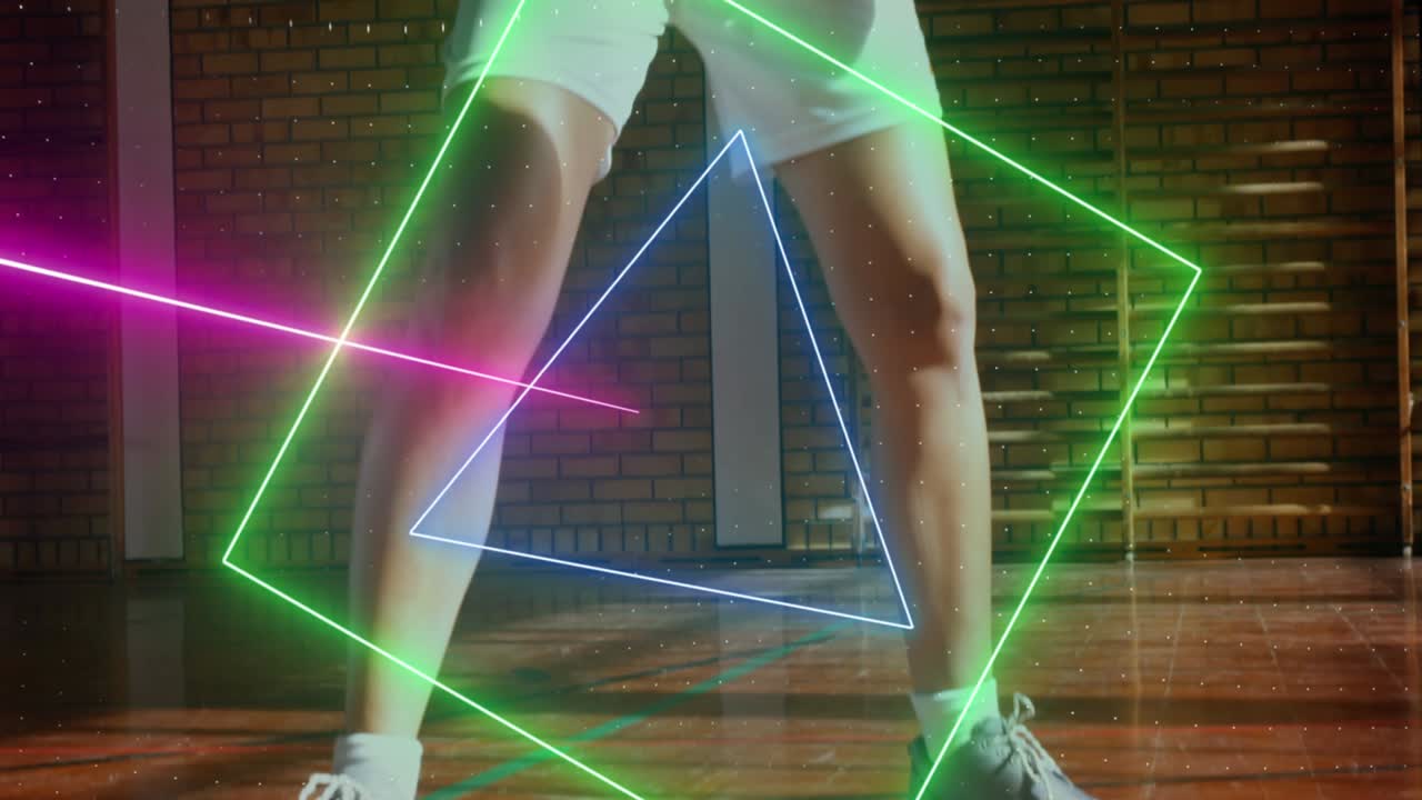 여성 농구 선수에 대한 네온 스캐너 처리 데이터의 애니메이션