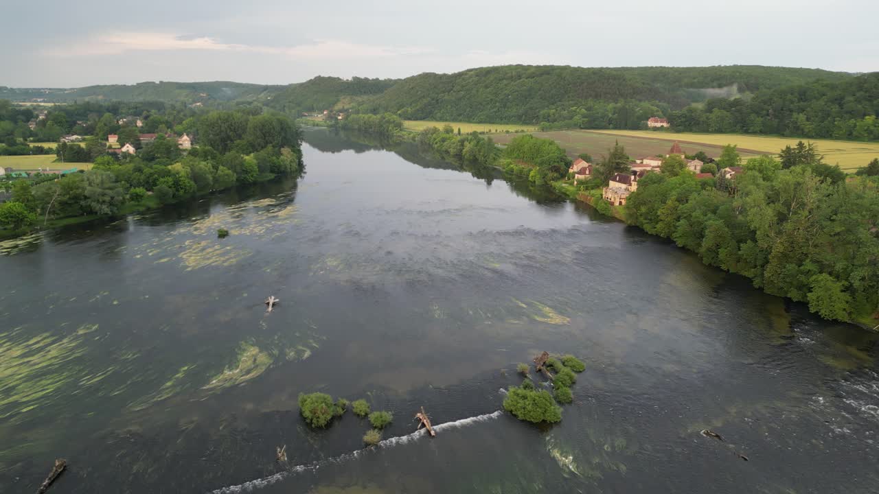 River Dordogne Lalinde&nbsp;France drone aerial