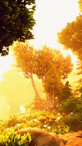magical forest at golden hour