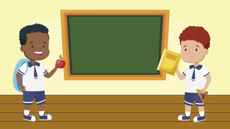 personajes de chicos estudiantiles interraciales lindos