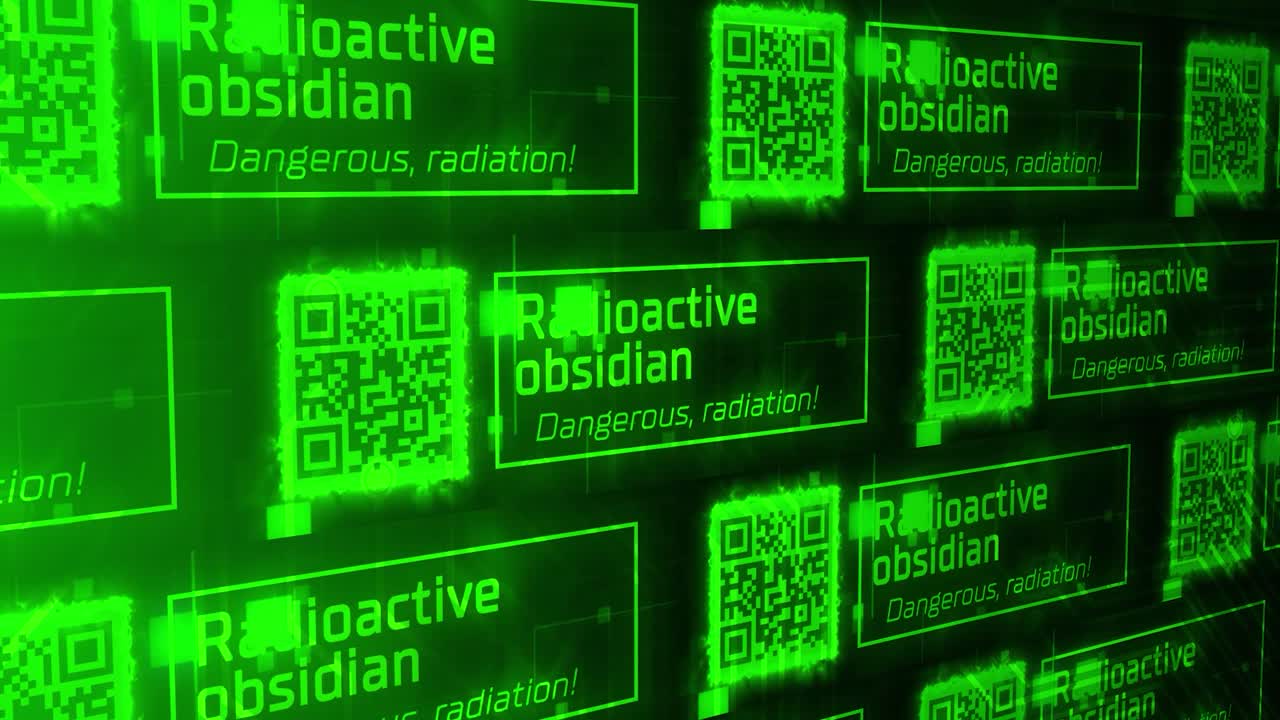 códigos qr de advertencia de obsidiana radiactiva