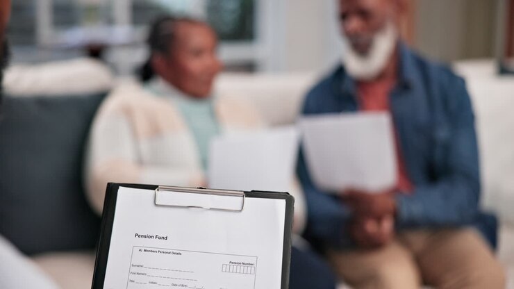 Senior couple, retirement and pension fund