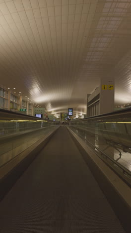 passengers walking in airport terminal in vertical