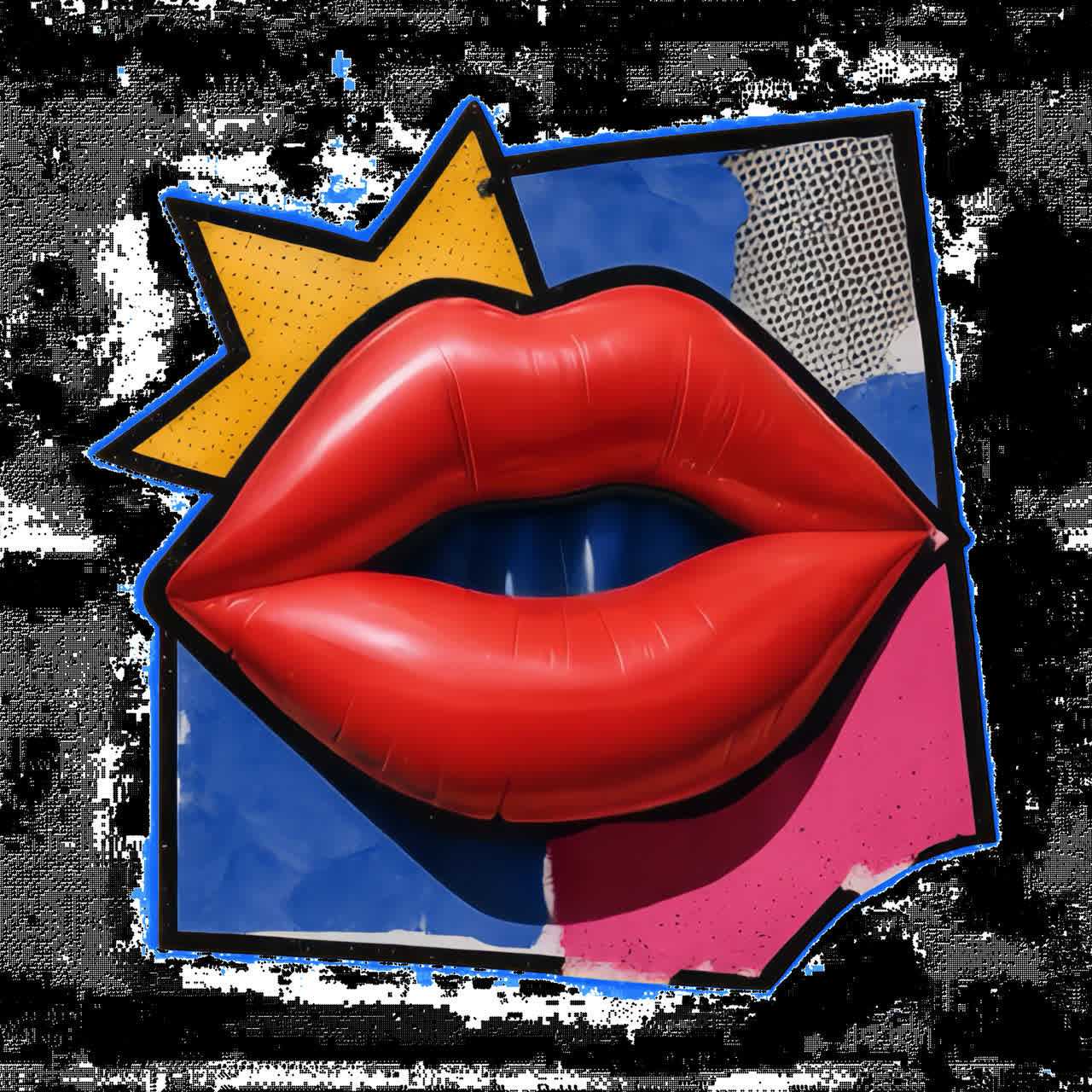 Vibrant pop lips illustration animation isolated asset, transparent 4K video, alpha channel, ProRes