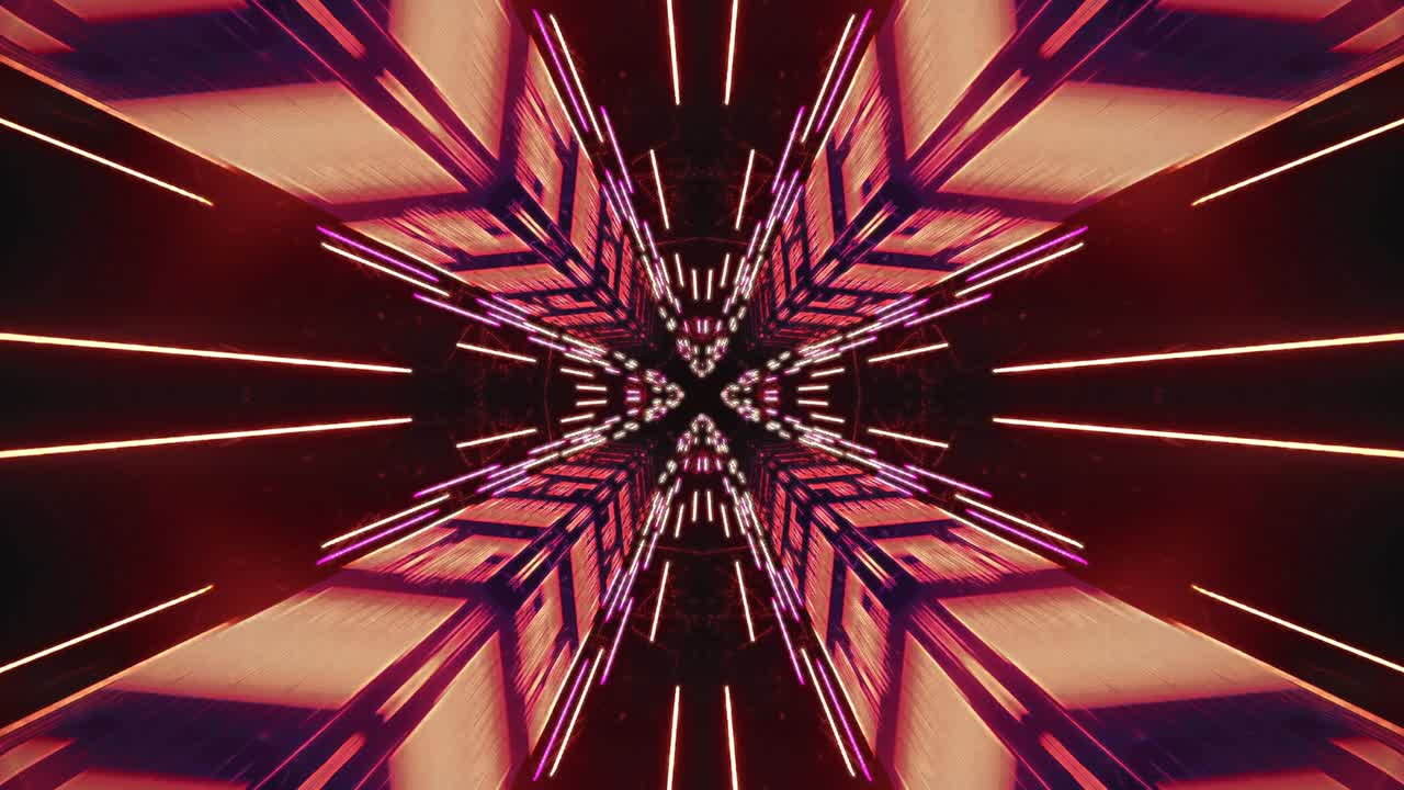 el túnel de luz de neón abstracto a través del bucle de renderización 3d