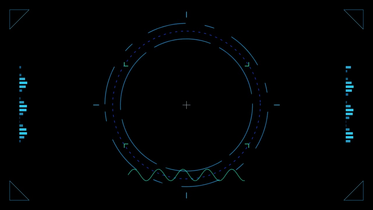 Digital HUD Interface with Circular Target and Audio Waveform