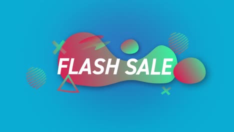 Animation-of-flash-sale-text-on-blob-over-blue-background
