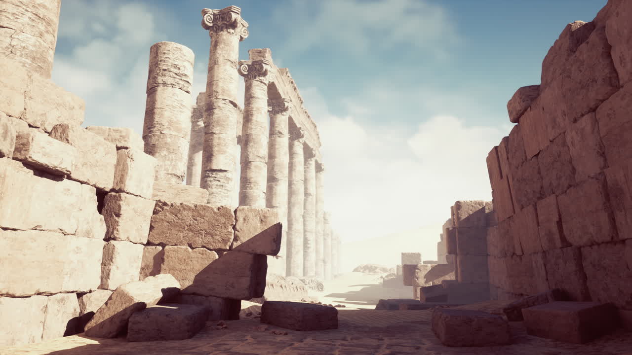 사막 에 있는 고대 유적 들