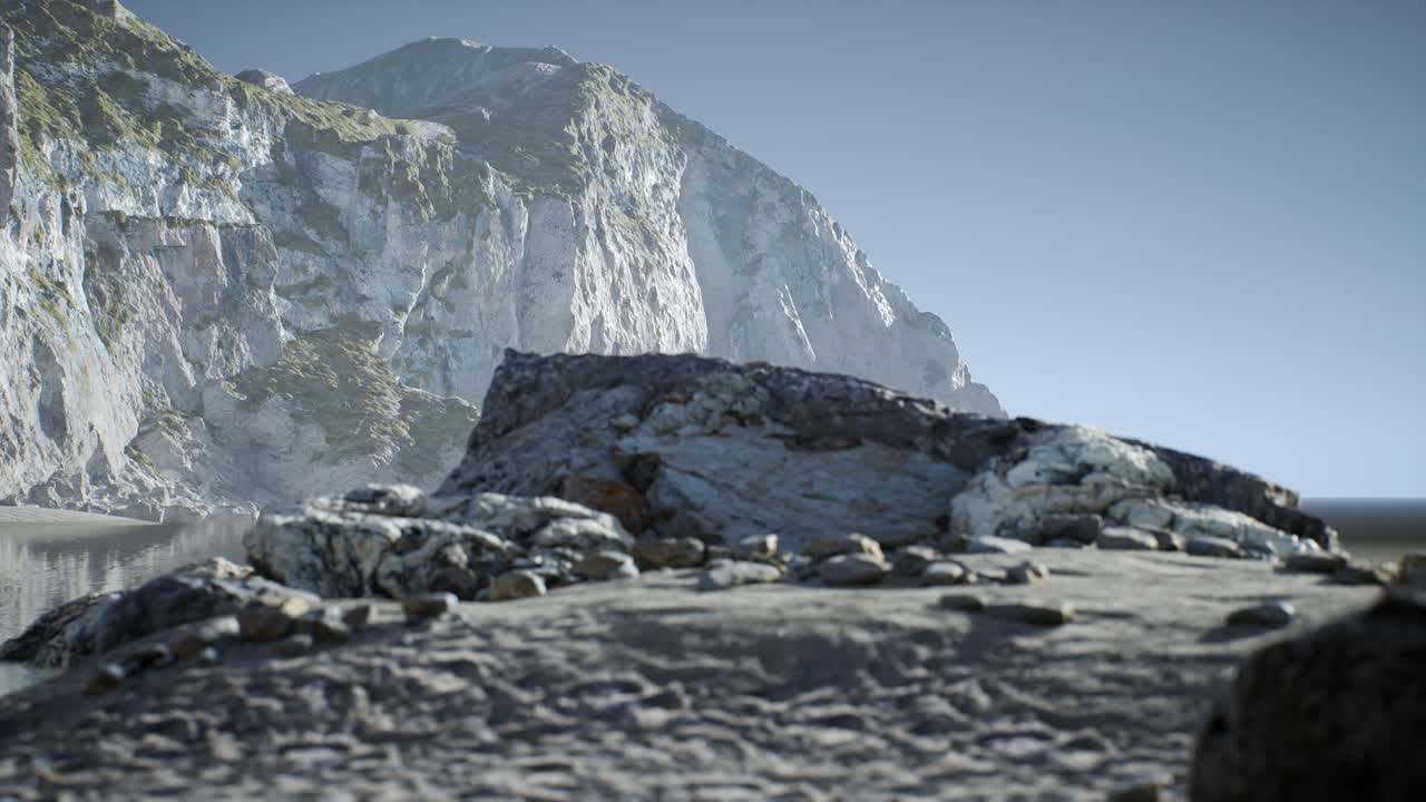 포르투갈 의 대서양 해안 에 있는 바위 들 사이 에 있는 모래 해변