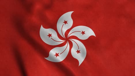 the national flag of hong kong flutters in the wind