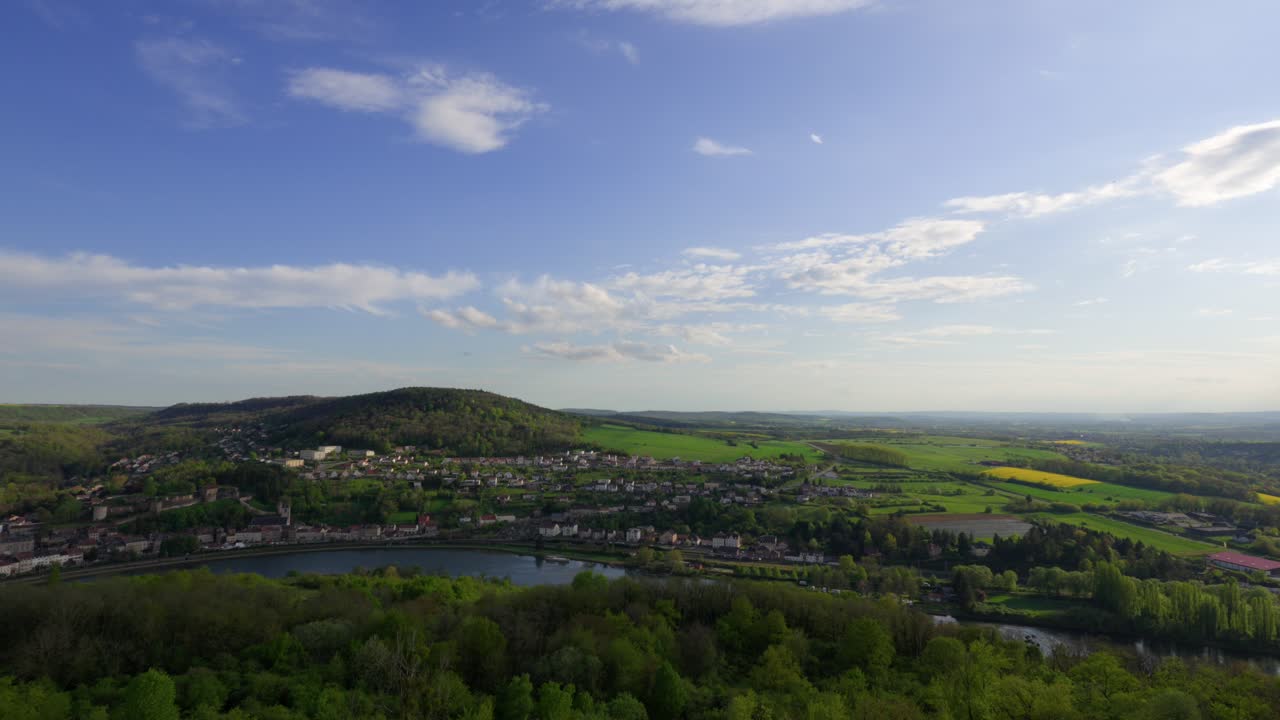 Sierck-les-Bains in the Moselle river valley time lapse France Stromberg viewpoint
