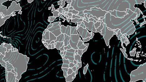 Animación-Del-Mapa-Sobre-Patrones-Circulares-Sobre-Fondo-Negro