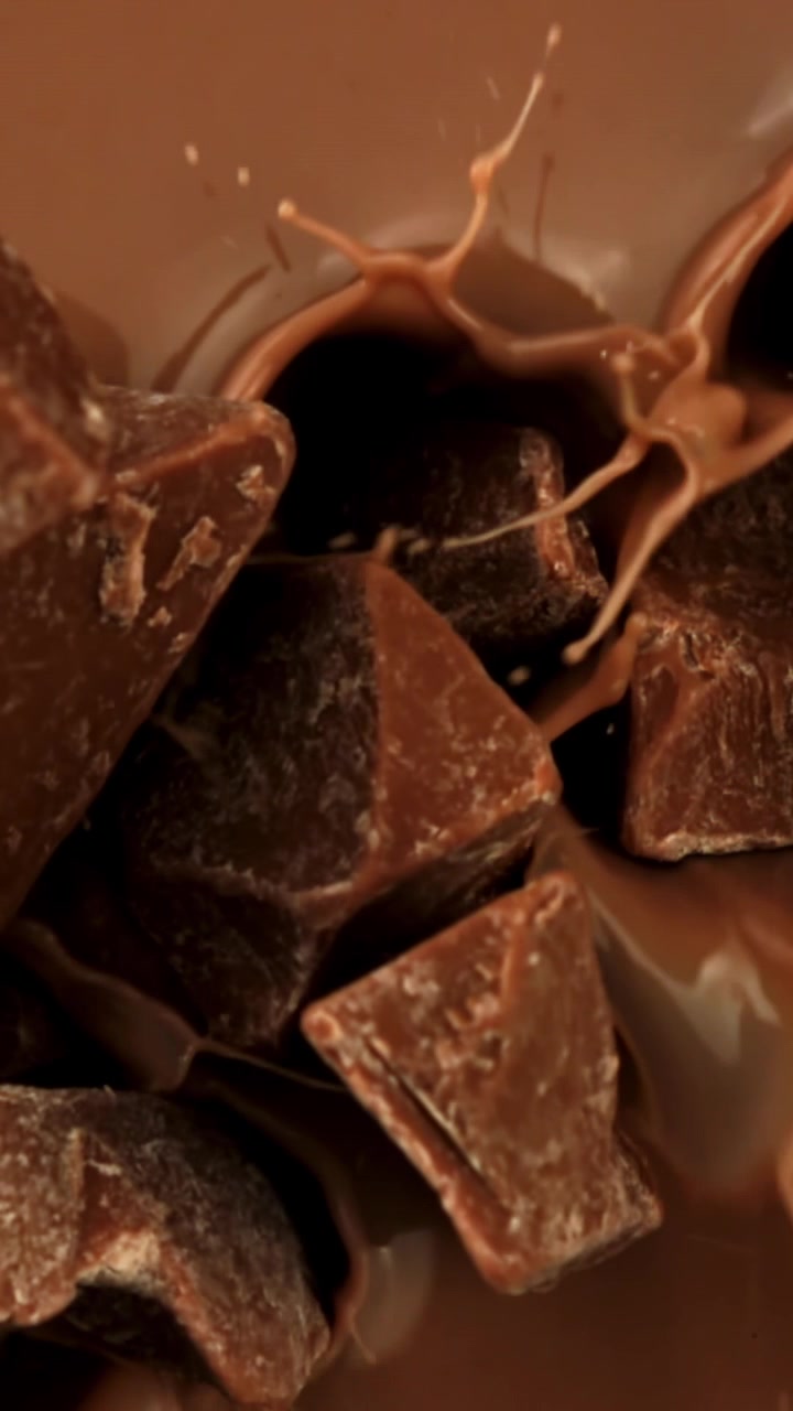 Gerak Lambat Menuangkan Cokelat Cair di atas Potongan Cokelat