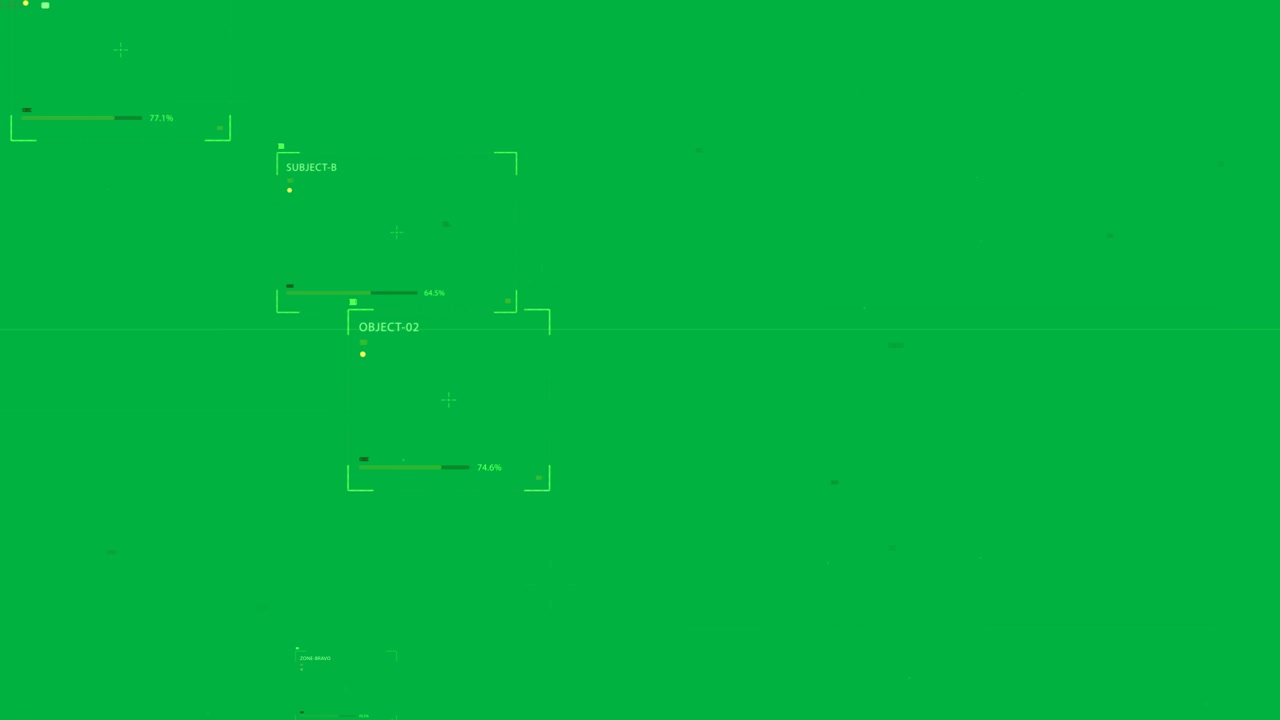 FEED-LIVE label showing on transparent bg HUD updating panels and bars, reticles drifting, tracking