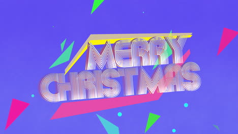 Retro-Merry-Christmas-text-with-flying-triangles-on-blue-gradient