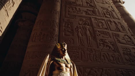 ancient egyptian temple and pharaoh statue