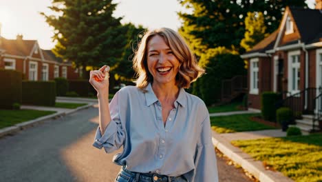 happy woman with house keys